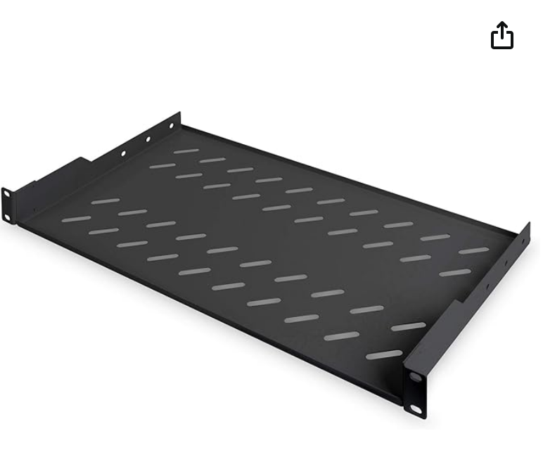 DIGITUS DN-19 TRAY-1-SW - Étagère pour montage fixe dans une armoire 19"  Rack- charge admissible 15 kg - à partir d'une profondeur d'armoire de 450 mm - 1U - noir